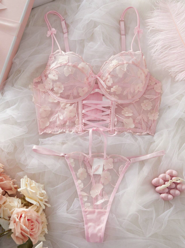 Set 2PCS Rosa Encaje