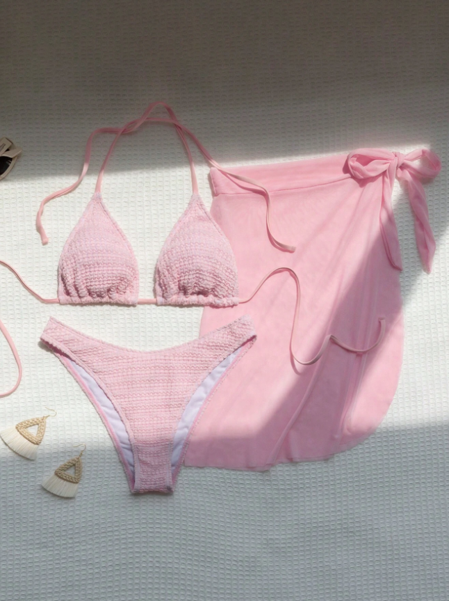 Bikini Rosa 3PCS Pareo
