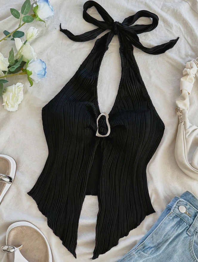 Blusa Negra Asimetrica