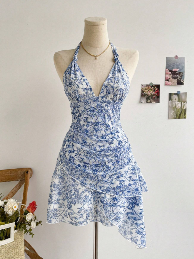 Vestido Azul Estampado