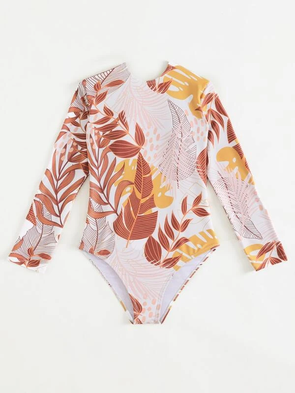 Traje de Baño Completo Estampado Manga Larga