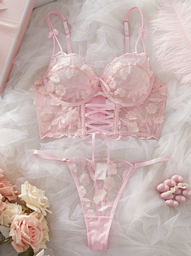 Set 2PCS Rosa Encaje