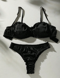 Set 2PCS Lenceria Negro Satin