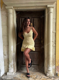 [sz25021425009187003 SHEIN] Vestido Tejido Amarillo Cover UP